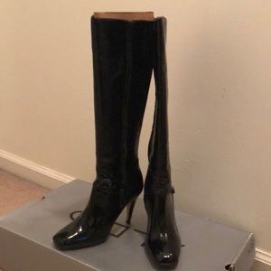 ALDO - ELDONA PATENT LEATHER RIDING BOOTS.